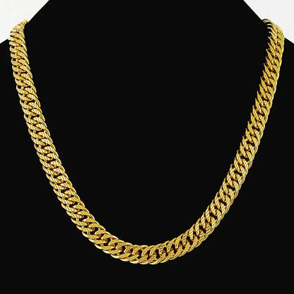 Men's Dominant 24K 999 Real Gold Cuban Necklace, 10MM Width 60cm Length Chunky Chain, Bold Presence