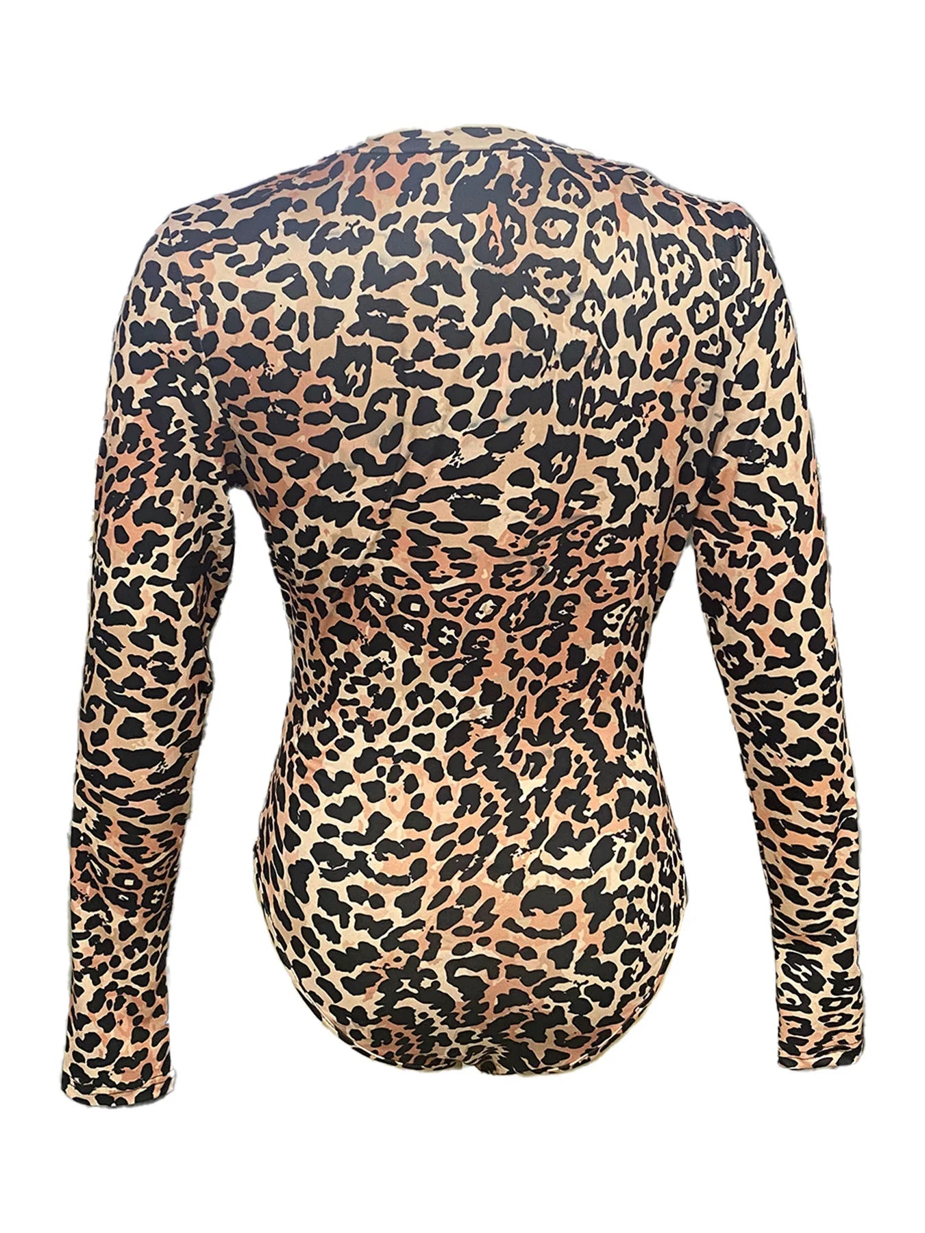 Spring Autumn Leopard Print Sexy Bodysuits Women Casual Zipper V Neck Bodycon Jumpsuits Top Elegant Bodysuit One-pieces Playsuit