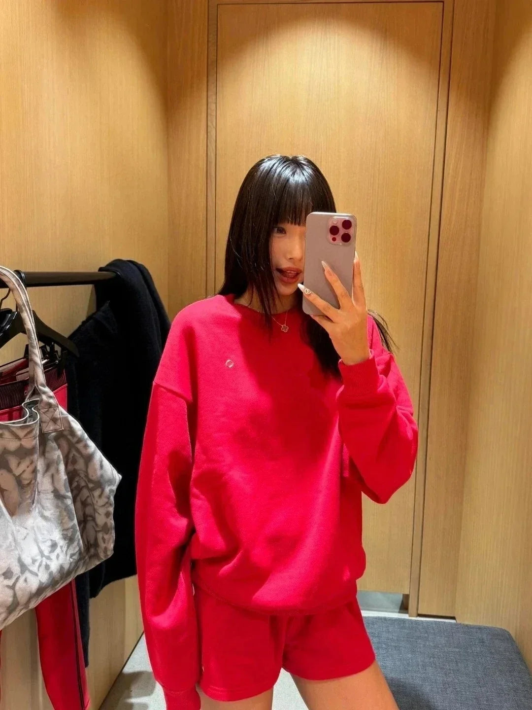 Black Red Classic Letter Loose Casual Pullovers O-Neck Solid Women's Sports Sweatshirts Fashion Long Sleeve Hoodies for Women