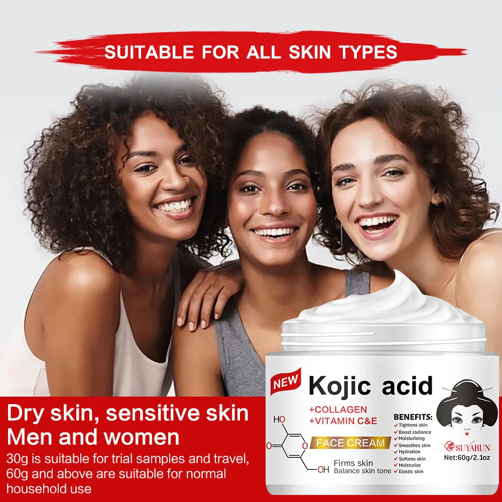 SUYARUN Propolis Vitamin E Kojic Acid Cream - Brightening, Moisturizing, Anti-Aging, Dark Spot Removal, All Skin Types.