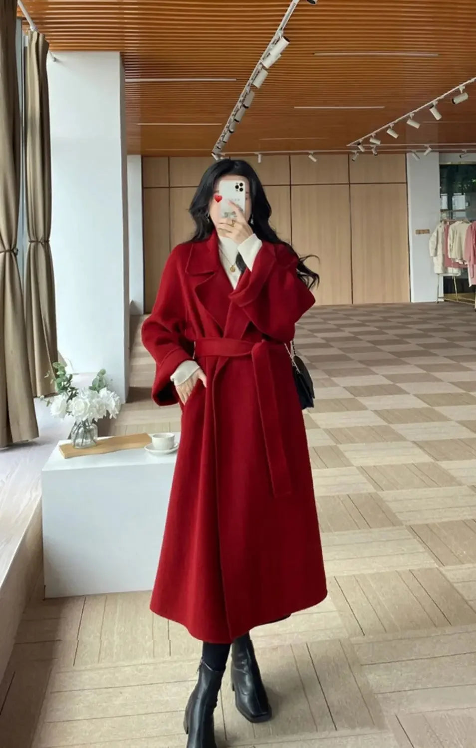 Plus Size New Hot Sale Of The Season Women's Woolen Coat Medium Length Versatile Small Size Tweed Outerwear Autumn Winter Fas...