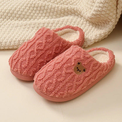 Cotton slippers for women in autumn and winter, new indoor and household anti slip warm plush slippers for men
