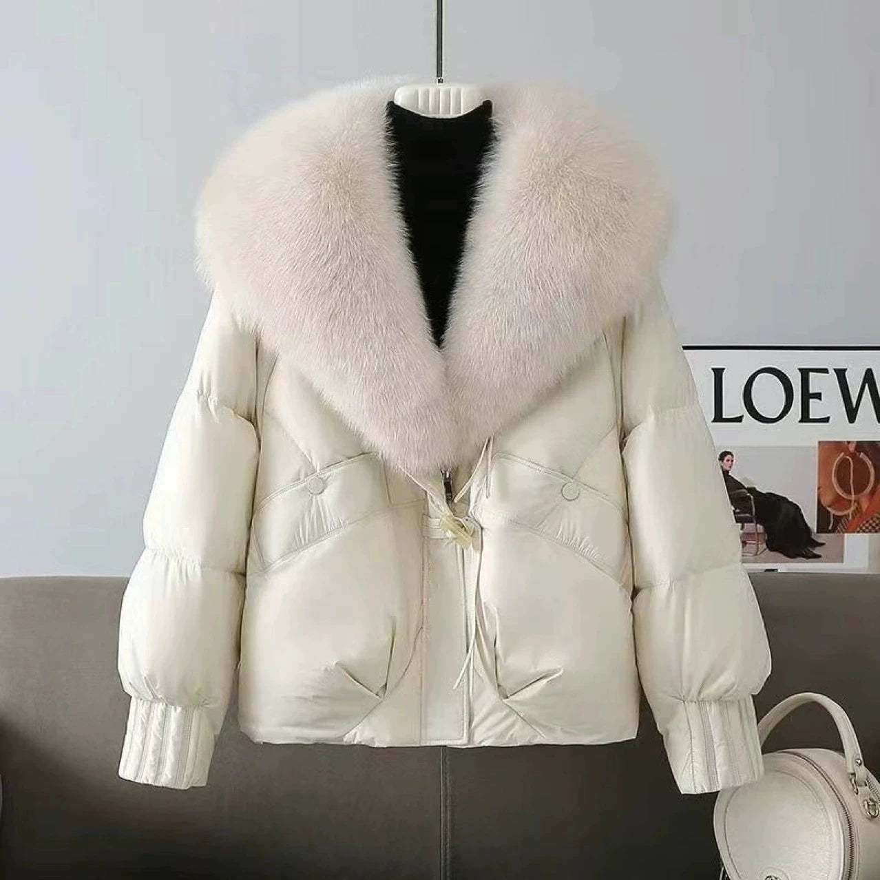 Fashion Winter Jacket Women New Korean Big Fur Collar Thick Down Cotton Jacket Parkas Female Short Coat Slim Warm Outerwear