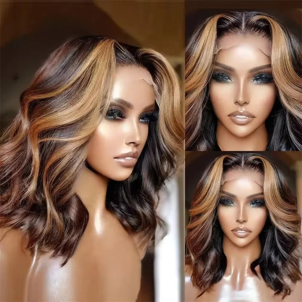 Highlight 4/27 Body Wave Bob Wigs Human Hair 13x4 Lace Front Human Hair Wig Ombre Short Human Hair Wigs Brazilian Hair For Women