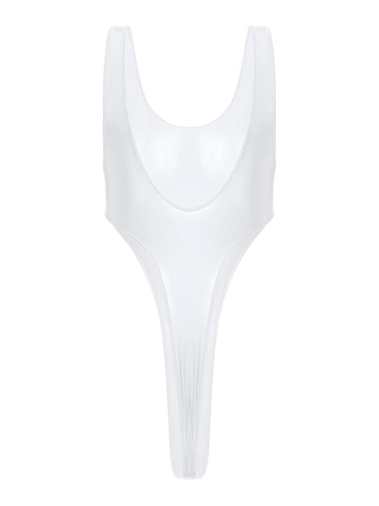 Womens Swimsuit 2022 New Glossy One-piece Swimming Bathing Suit Backless High Cut Bodysuit Sportwear Beachwear Swimwear