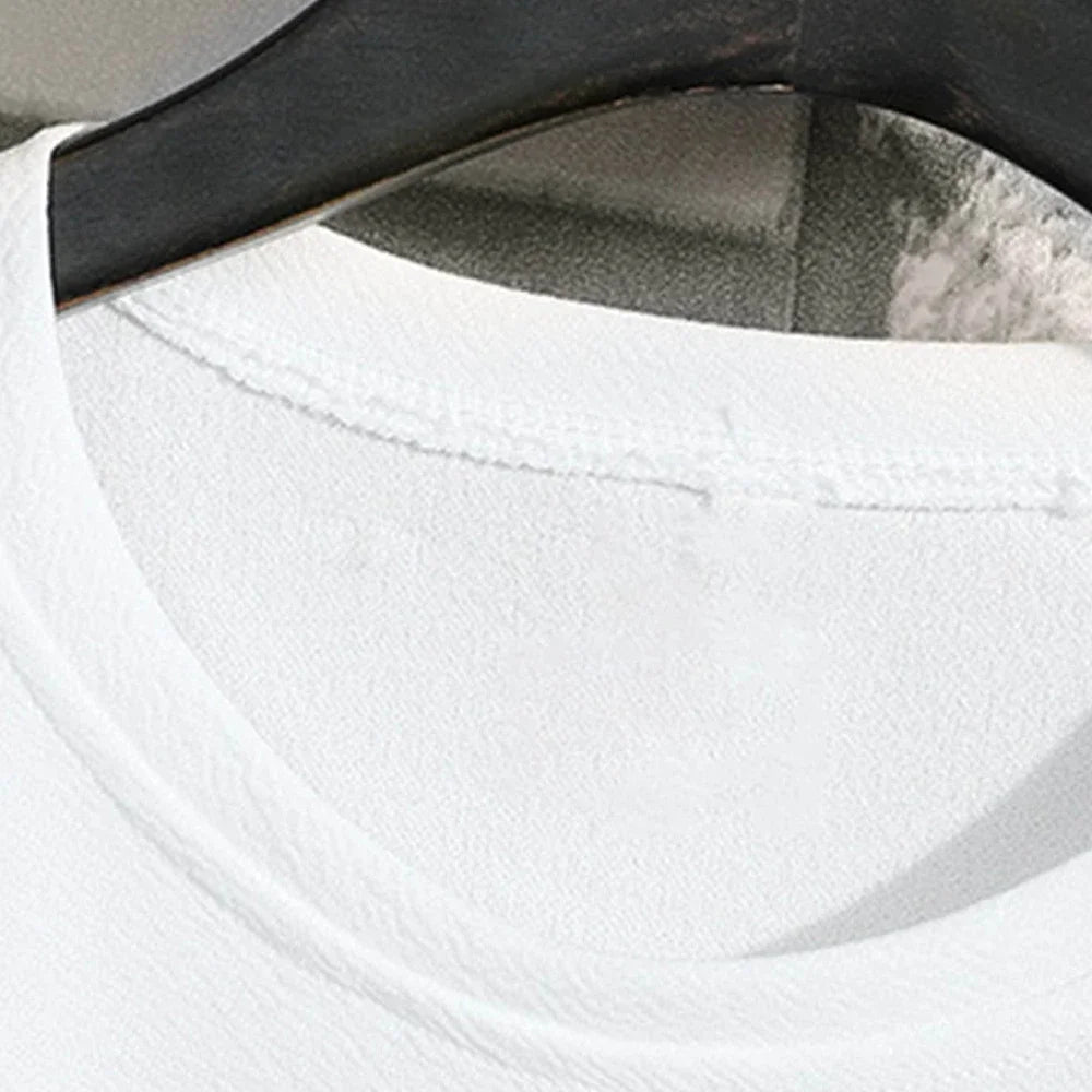 New Men's Casual T Shirt Ant Wrinkles T-Shirt Summer Half-Sleeved Loose Fashion T Shirt Base Shirt Solid Handsome Short-Sleeved