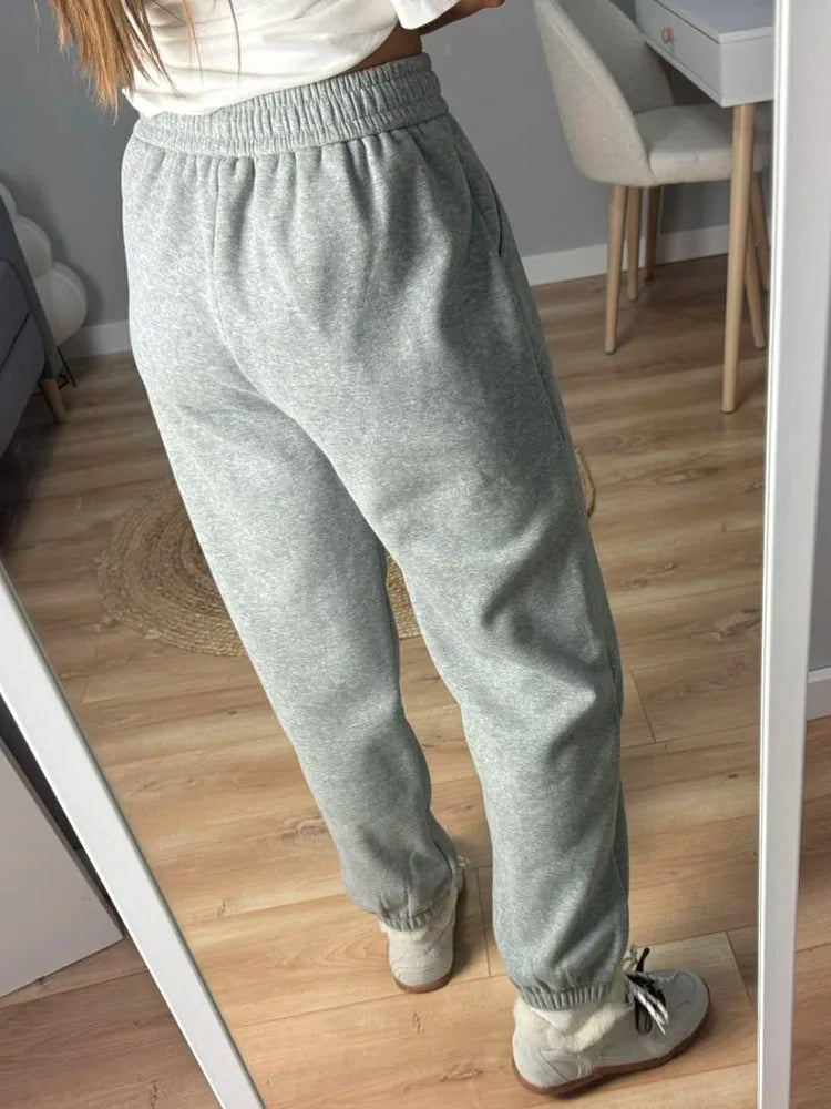 Thick Warm Fleece Sweatpants Women Winter Straight Leg Pants Gray Velvet Trousers Pants Jogger For Women Sweatpants Outfits