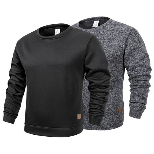 New Mens Round Neck Sweatshirt Solid Color Loose Casual Pullover Men Fashion Warm Long Sleeve Hoodies Men Clothing