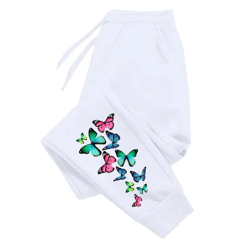 Colorful Butterfly Printed Sweatpants for Women 2025 Hot Sale Ladies Casual Sport Jogging Pants All Season Home Outdoor Trousers