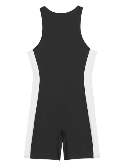 Summer Men One-piece Swimwear Swimsuit Sleeveless Front Zipper Swimming Shorts Bodysuit Triathlon Wetsuit Bathing Suit Beachwear