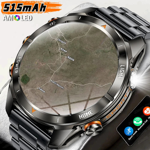 New Outdoor Sport Smart Watch Men 1.46" AMOLED Screen LED Flashlight 515mAh Battery 10ATM Waterproof Bluetooth Call Smartwatch
