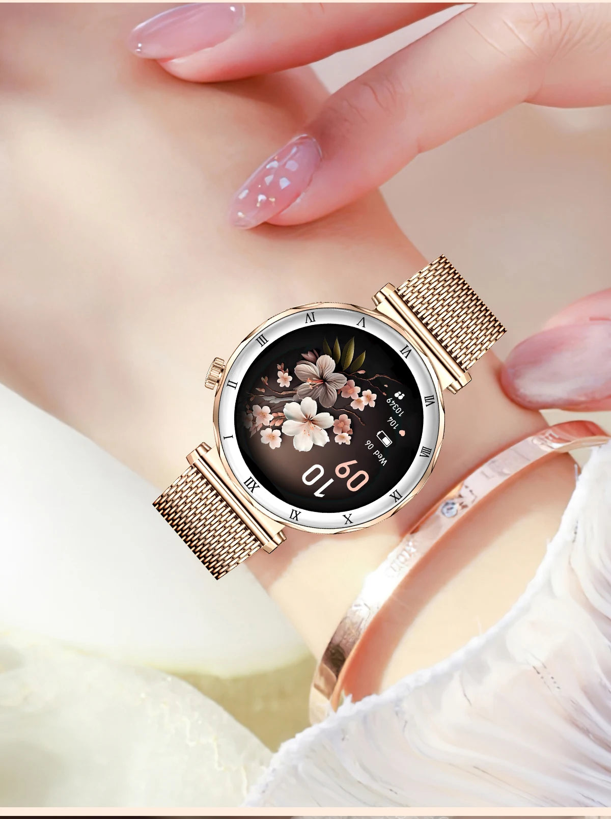 LIGE New Ultra Thin Smart Watch Women Screen Always Display Time Diamond Luxury Bracelet Voice Calling AMOLED Smartwatch Ladies