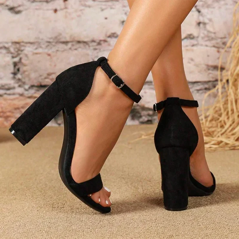 Women Shoes Black Super High Heel Sandals Women 2025Summer Ankle Buckle Party Shoes Woman Plus Size High Heeled Shoes Female New