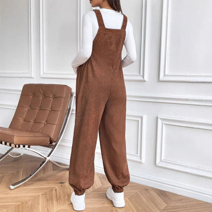 Maternity Clothes for Pregnant Women Pregnancy Clothing 2025 Autumn Winter Adjustable Waist Fashionable Loose Corduroy Overalls