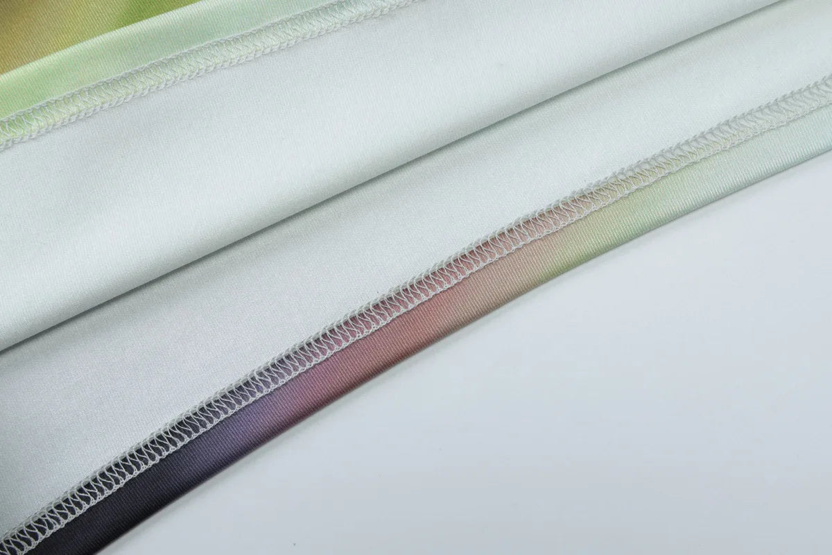 Elegant One Shoulder Green Gradient Color Vacation Beach Dress 2 Piece Set Women One Shoulder Backless Tank Top Long Skirts Suit