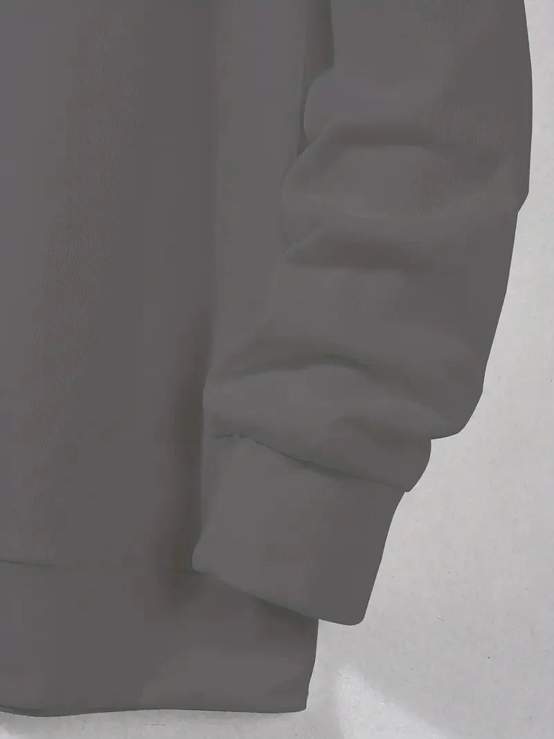 Men's autumn and winter fashionable casual loose Paris letter print fleece pullover long sleeved round neck sweatshirt