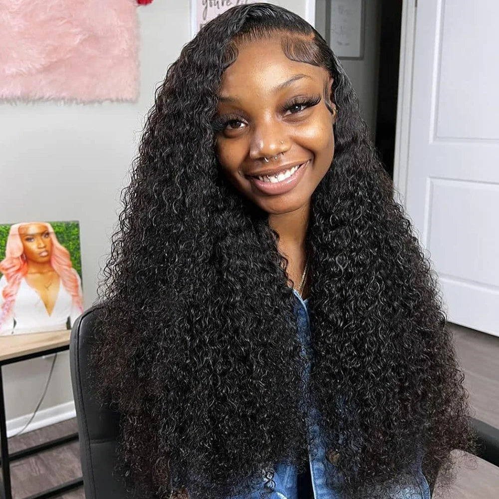 CEXXY 300% High Density Deep Wave 13x6 HD Lace Frontal Wig Brazilian Curly Water Wave Lace Frontal Wigs 36 Inches For Women