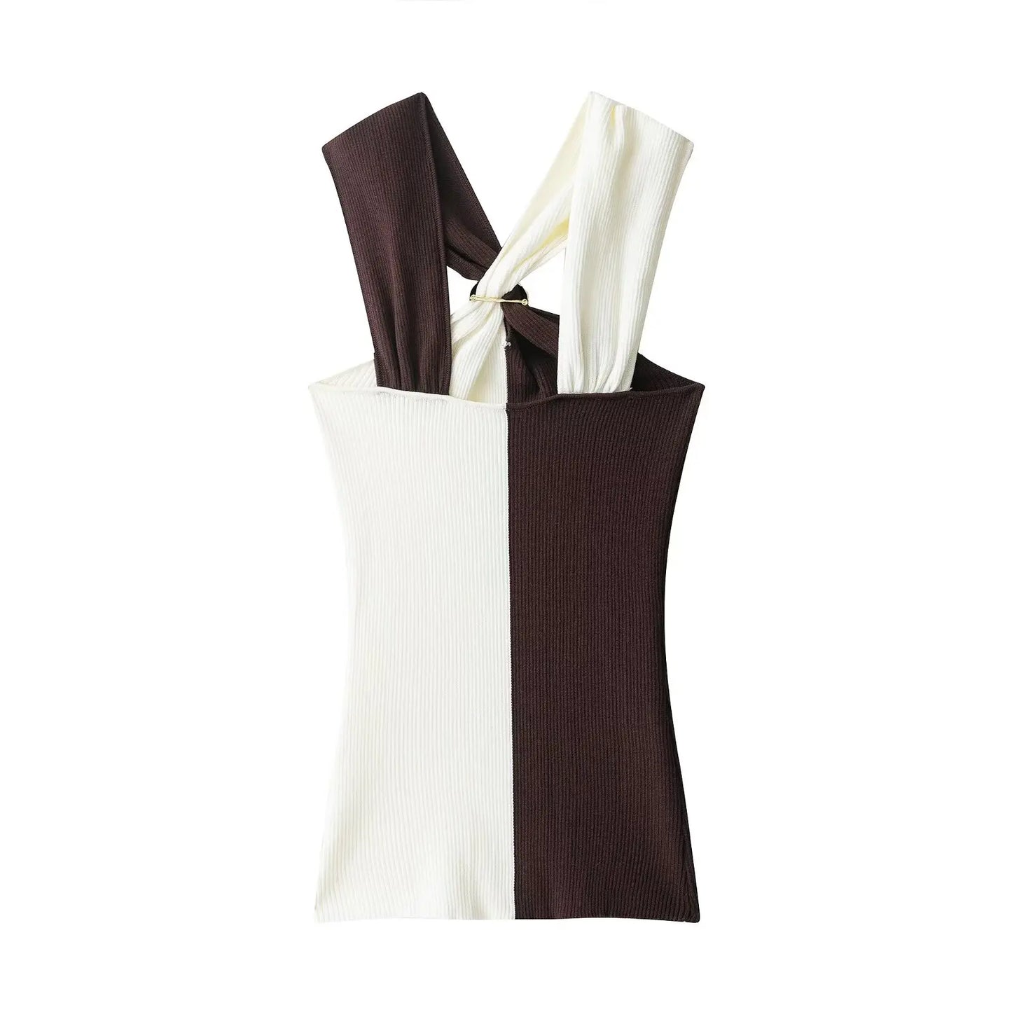 HH 2026 Women's Summer New Fashion Chic Knitted Tops Hang-Neck Collar Sleeveless Backless Female Sexy Short Tops 2 Color