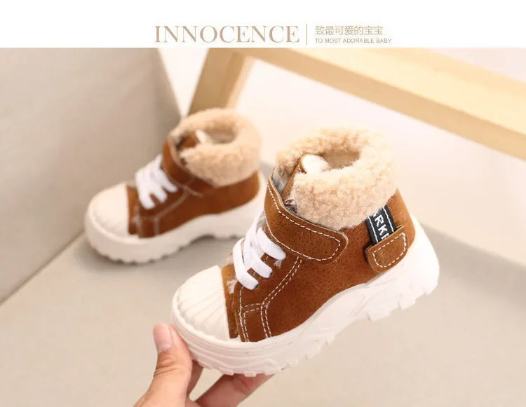 2021 Children Warm Boots Winter New Boys Plus Thicken Velvet Cotton Shoes Girls Waterproof Short Boots Baby Cotton Boots
