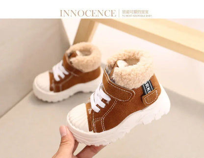 2021 Children Warm Boots Winter New Boys Plus Thicken Velvet Cotton Shoes Girls Waterproof Short Boots Baby Cotton Boots
