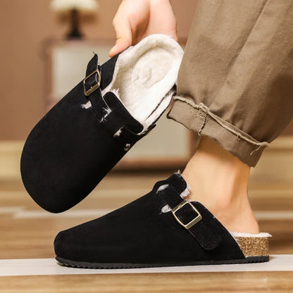Men Suede Leather Mules Women Comfort Potato Shoes with Arch Support Cork Winter Shoes Fashion Clogs Men Cork Footbed Mens Clogs
