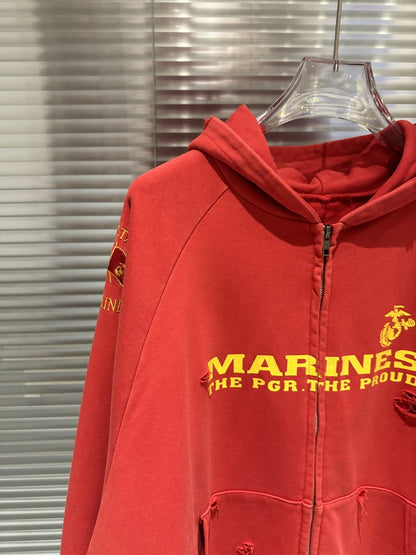 Project G/R Patchwork Fake Two-piece Zipper Jacket High-quality Casual Men's Women's  Embroidered Zip Up Sweatshirts