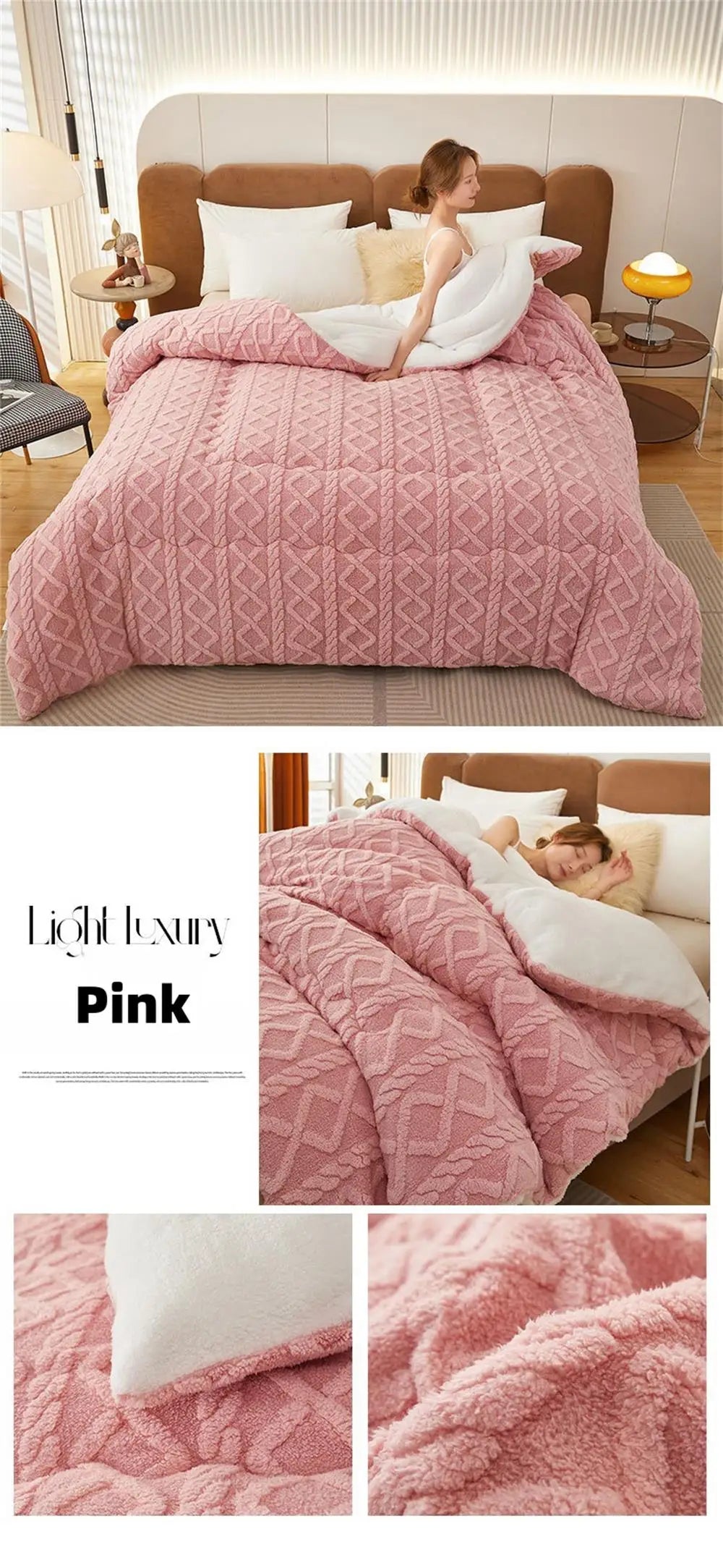 New Super Thick Winter Warm Blanket for Bed Artificial Lamb Cashmere Weighted Blankets Soft Comfortable Warmth Quilt Comforter