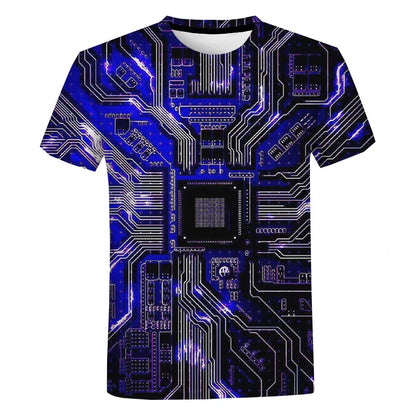 New Circuit Board Graphic T-Shirts Electronic Chip 3D Print Men's Woman Short Sleeve T Shirt Harajuku Tops Tees Unisex Clothing