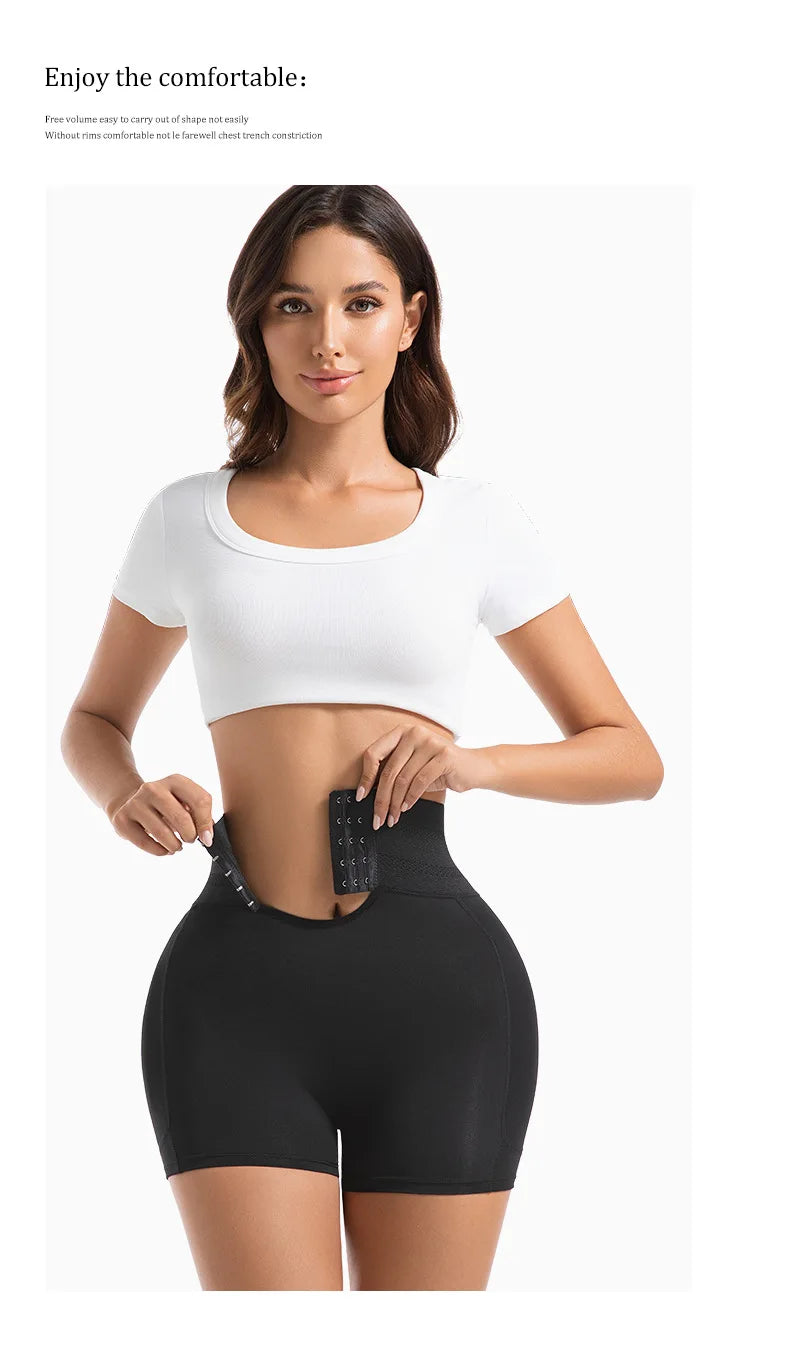 Women's Padded Butt Lifter Body Shaper with 4 Sponge Pads Tummy Control Shapewear Panties with Waist Cincher and Hook Closure