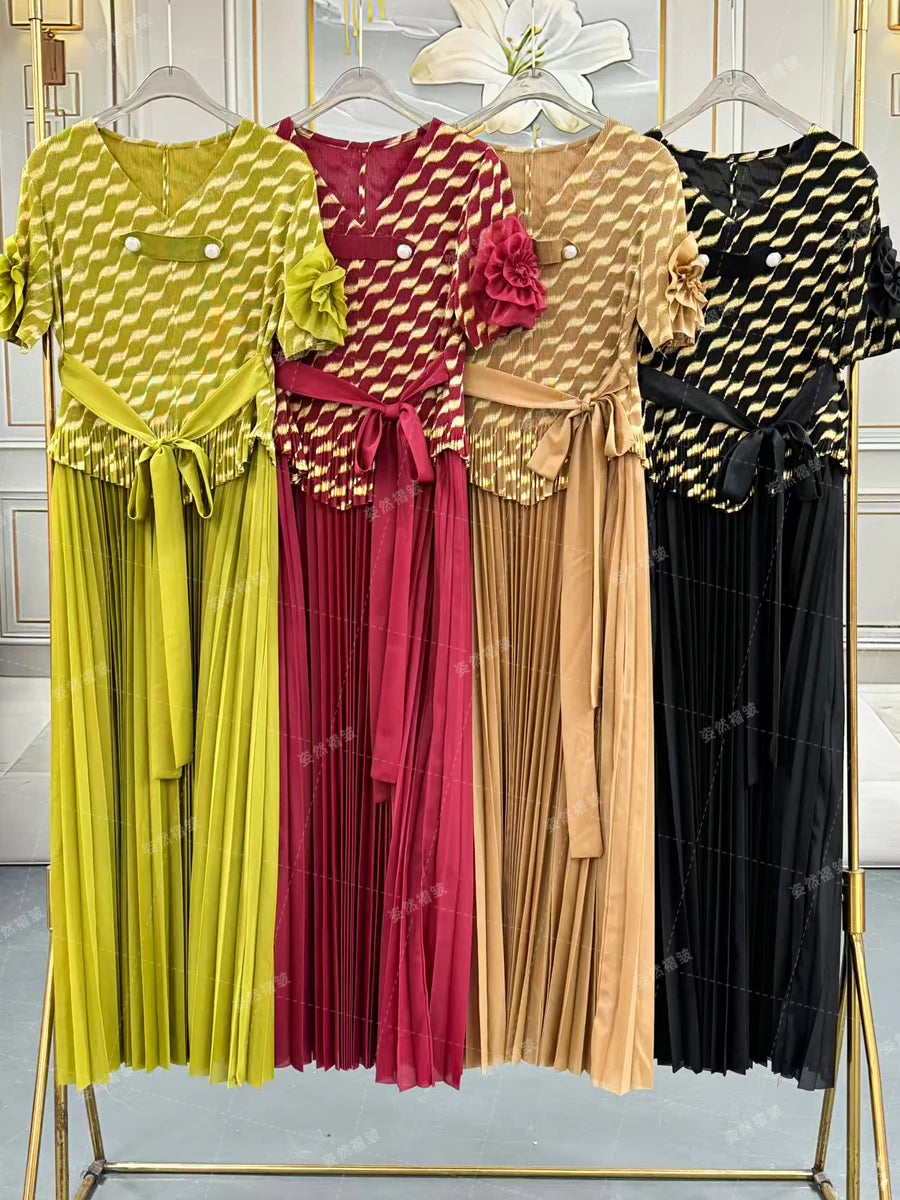 Plus Size Luxury Dresses For Women Elegant And Beautiful Gowns Miyake Pleated Dress Party Evening Prom Formal Female Fashion