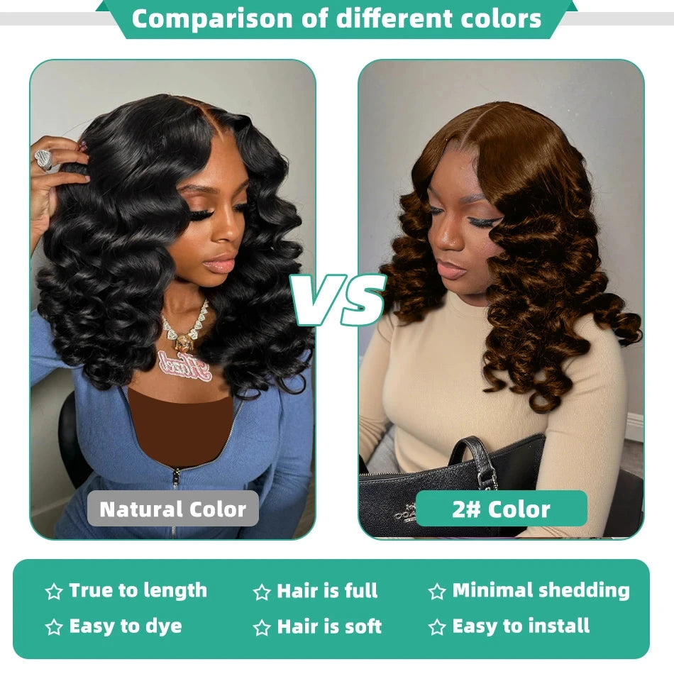 Chocolate Brown Short Bob Lace Front Loose Deep Wave 13x6 13x4 HD Lace Frontal Wigs Highlight Human Hair Colored Water Curly Wig