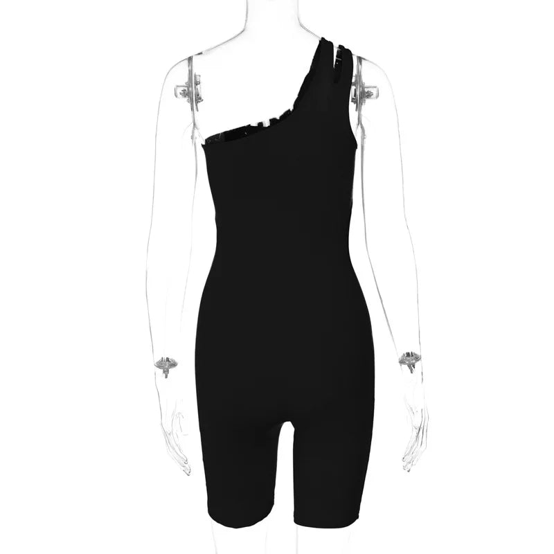 One Shoulder Gym Overalls Fitness Clothing Women Yoga Sporty Jumpsuit Woman 2023 Workout Clothes for Women Sportswear Green