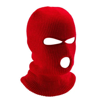Windproof Full Face Knit Hats Custom SkiMask Men Warm Wool Balaclava embroidery Winter hats Knitted 3 Holes Ski Mask