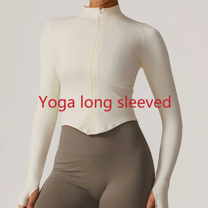 New Women Seamless Zipper Jacket Yoga Long Sleeved Gym Top Yoga Push Up Jacket Fitness Running Workout Sport Coat Women's Shirts