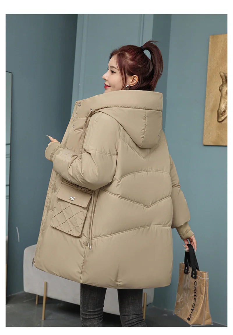 New Winter Women Jacket Coats Long Parkas Female Down Cotton Hooded Overcoat Thick Warm Jackets Windproof Female Outerwear