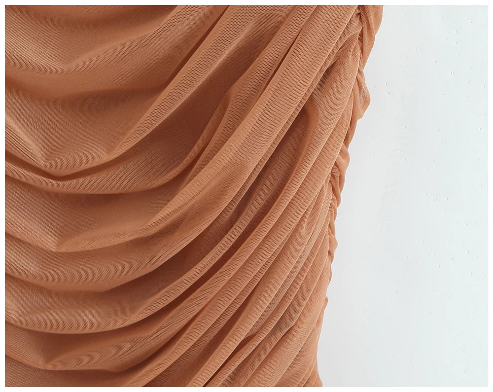 Womens Dress Mesh Ruched Slim Fit Long Spaghetti Strap Elegant Dress Must Have For Elegant Parties And Evening Banquets