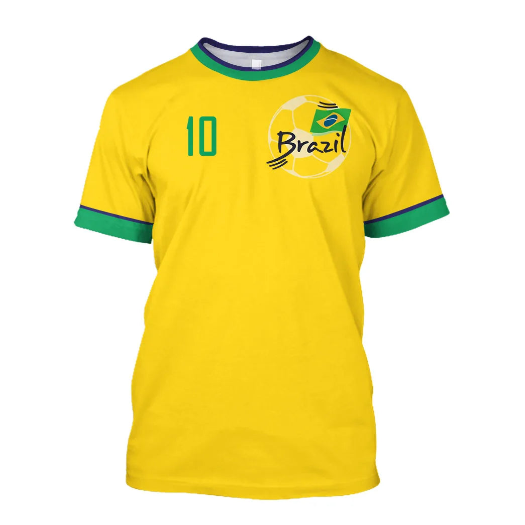 2023 New Brazil Jersey T-shirt Fine Design Brazilian Select Shirt O Neck Oversized Football Team Casual Streetwear Mens Clothing