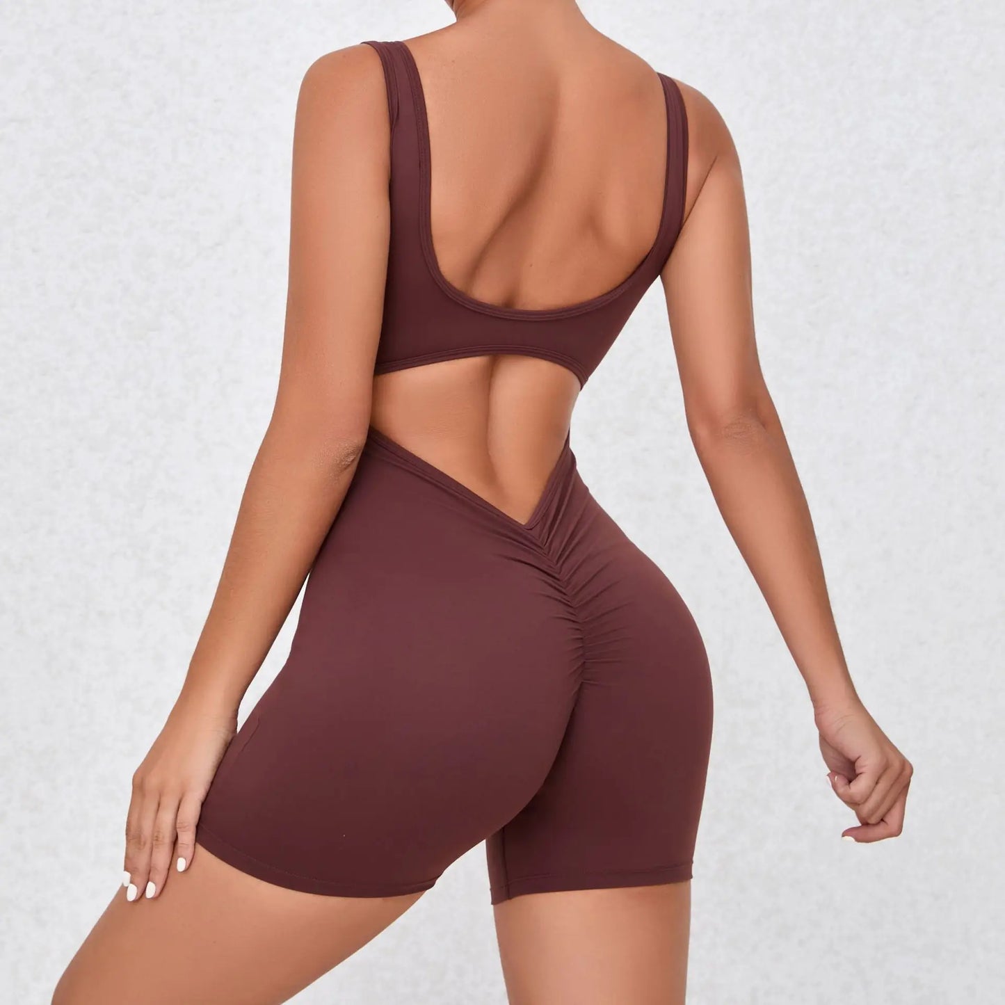 V Back One-Piece Suit Scrunch Sports Jumpsuit Women Gym Rompers Female Quick-Drying Yoga Clothing Fitness Sexy Bodysuits Women