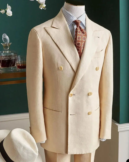 Men's Business Formal Blazer Cream White Coat Slim Fitted Wedding Tuxedos Suits Leisure Wear Customized 1 Piece