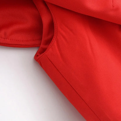 Fashion Asymmetrical Heart Shaped Crop Tops Woman New Women Vintage Sexy Sleeveless Off Shoulder Red Short Tops for Female Tops