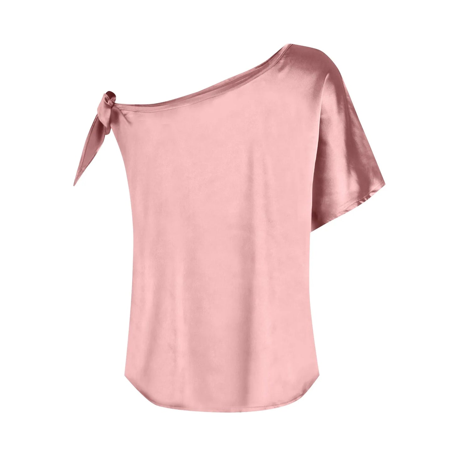 Womens Tops 2026 Pullover Fashionable And Sexy Women'S Solid Color Satin Pullover One-Shoulder Sleeveless Top топ летний