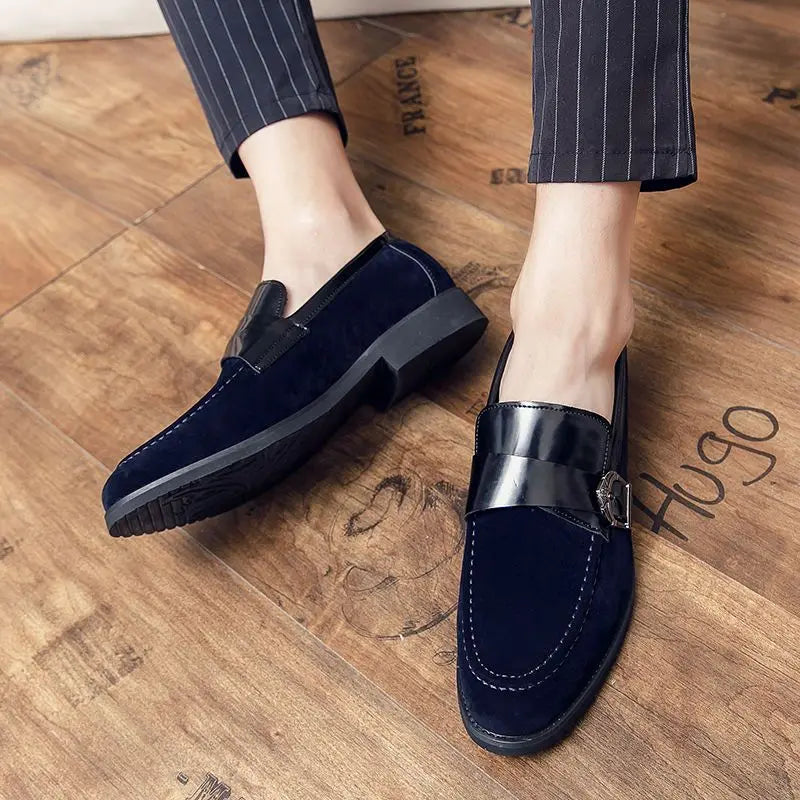 Suede Man Casual Shoe Flat Pointed Toe Office Loafers Height Increasing Leather Shoes For Men 2025 New Arrivals Luxury Sale