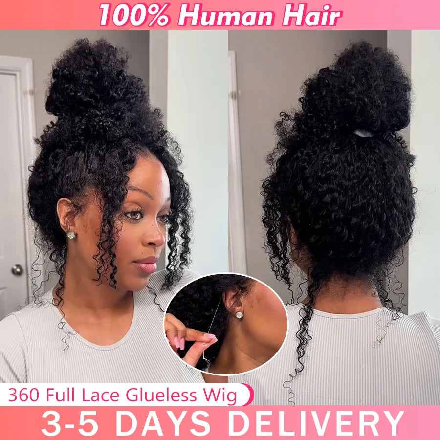 360 HD Full Lace Front Wigs Curly Wig 100% Brazilian Human Hair Pre Plucked Deep Wave Invisible Strap Glueless Wig Water Wave