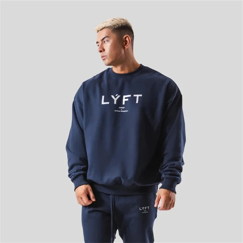 LYFT Classics Small LOGO Autumn Winter New O-neck Fleece Men Sweatshirt Loose Outdoor Sport Cotton Pullovers Multi Color Hoodies