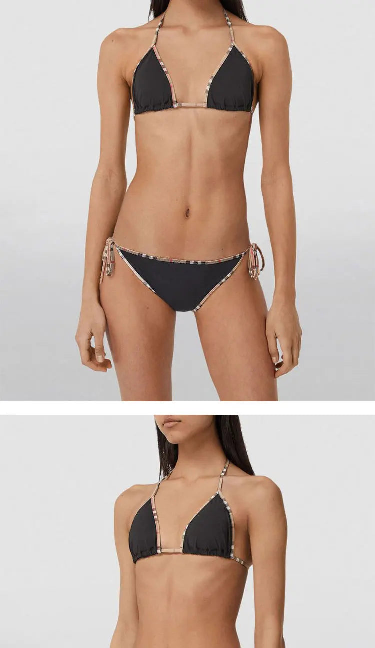 Check Bikini Sets Luxury Designer Brand Classic Print Swimsuit Two-piece Fashion Sexy Beach Swimwear 2025 Summer Women Clothing