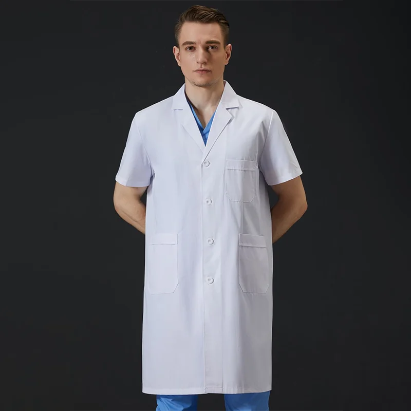 Custom Logo Men's Lab Coat 3 Pockets Short Sleeve Women's Lab Coats Medical Gown Dotctor Nurse Scrubs Hospital Clinic Uniform