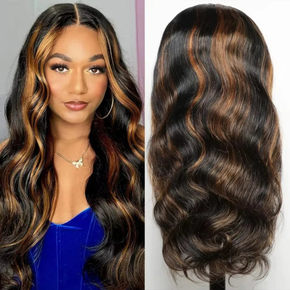 32 Inch Highlight Lace Front Wig Human Hair 1B/30 Body Wave Ombre Lace Front Wig Human Hair 13x6 Lace Frontal Wigs 180 Density