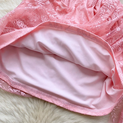 SINGREINY French Strapless Sexy Short Dress 2025 Heart Hollow Out Beading Sundress Backless Corset Lace Beach Mini Dress