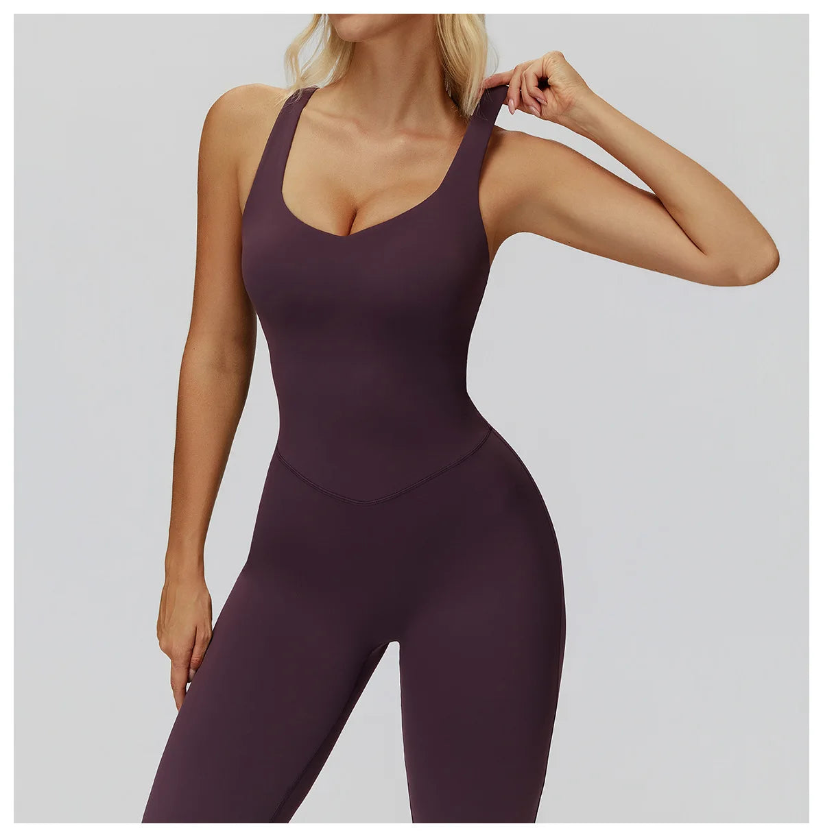 Sexy Back V Jumpsuit Gym Set Women Training Yoga Suit Sportswear Women Sports Jumpsuit Fitness Rompers Stretch Workout Bodysuits