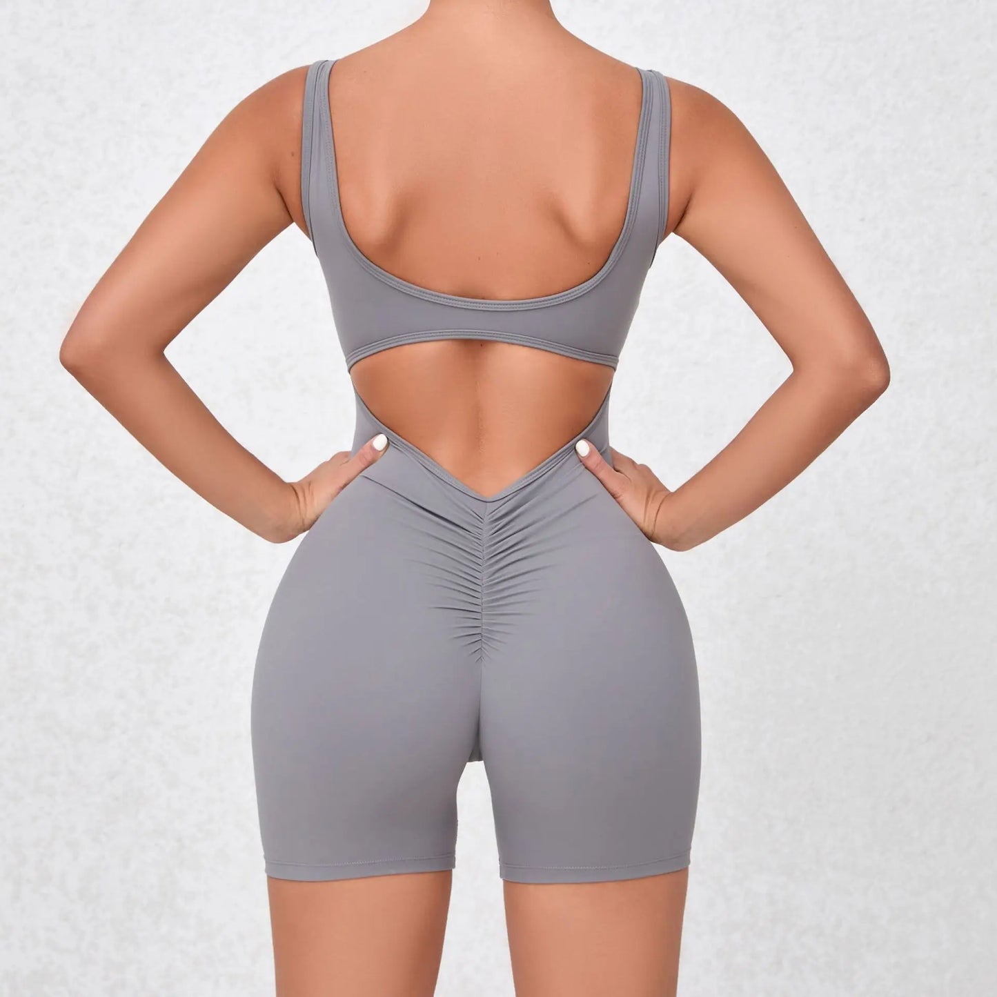 V Back One-Piece Suit Scrunch Sports Jumpsuit Women Gym Rompers Female Quick-Drying Yoga Clothing Fitness Sexy Bodysuits Women